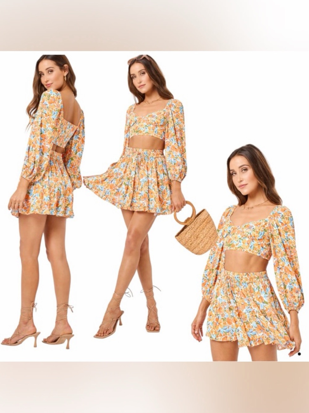 L*Space Clementine Top and Skirt Set Size Large